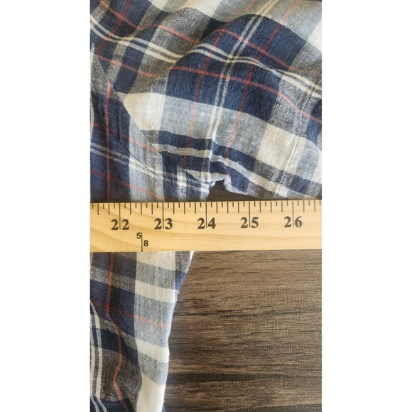 Ralph Lauren Mens XL Bleeding Indian Madras Plaid Short Sleeve Button Shirt Blue - Picture 6 of 7